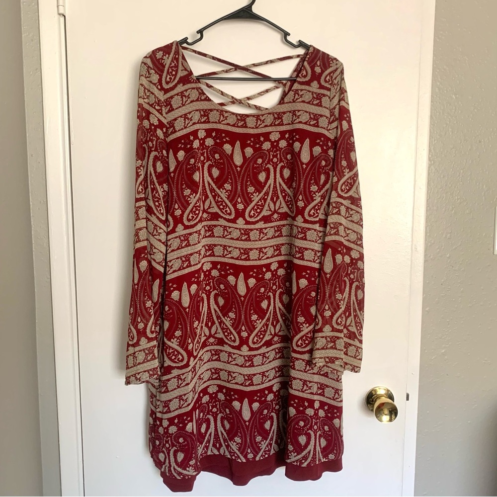 Paisley Maroon and Cream Dress